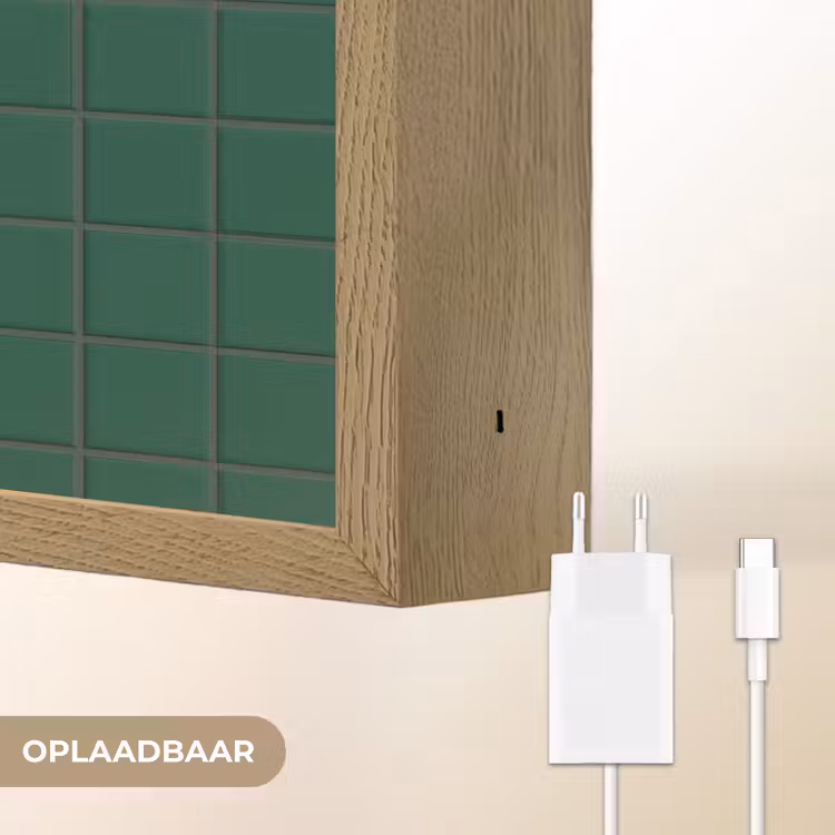 Patroon - Tegels - Dennen - Groen Light Box met batterij (Wandlamp) middel 907 -USP_websiteoplaadbaarNL