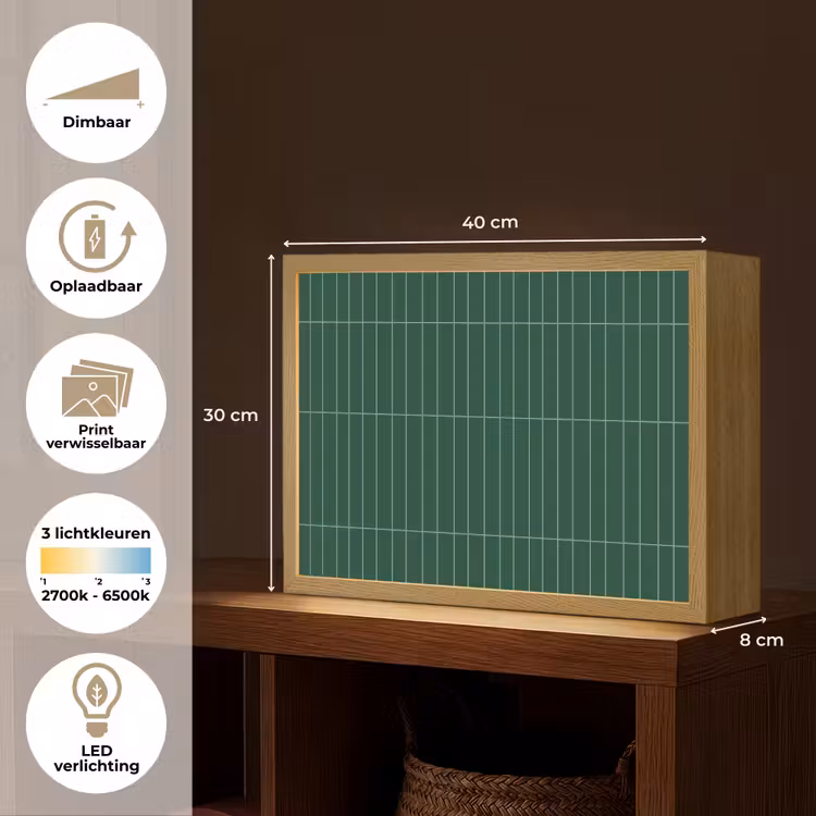 Patroon - Tegels - Donkergroen Light Box met batterij (Wandlamp) middel 907 -USP_websiteoverzichtNL