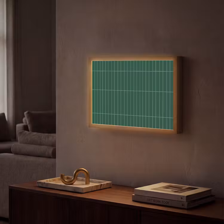 Patroon - Tegels - Donkergroen Light Box met batterij (Wandlamp) middel 907 -sfeer1