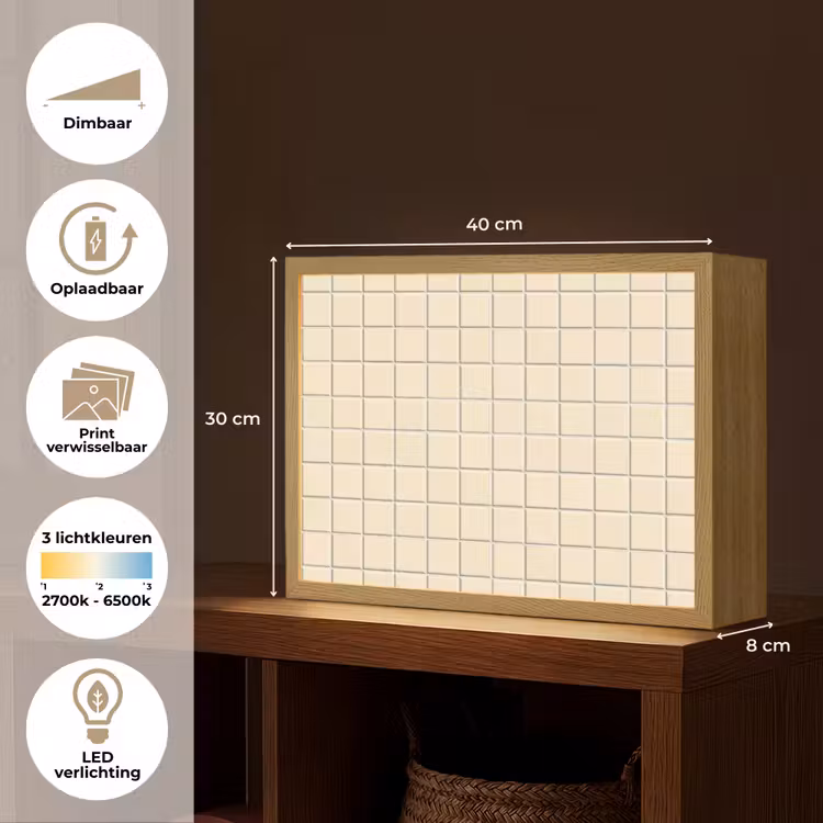 Patroon - Tegels - Gebroken - Wit Light Box met batterij (Wandlamp) middel 907 -USP_websiteoverzichtNL