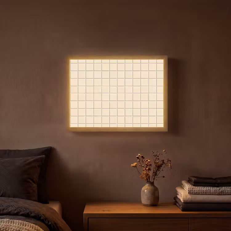 Patroon - Tegels - Gebroken - Wit Light Box met batterij (Wandlamp) middel 907 -sfeer4