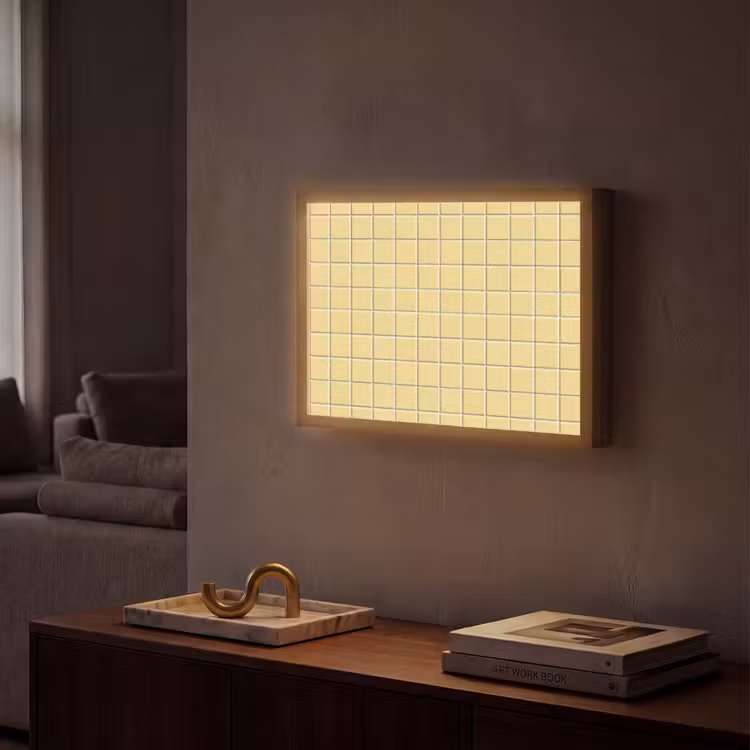 Patroon - Tegels - Geel Light Box met batterij (Wandlamp) middel 907 -sfeer1