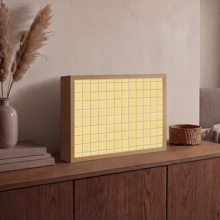 Patroon - Tegels - Geel Light Box met batterij (Wandlamp) middel 907 -sfeer2