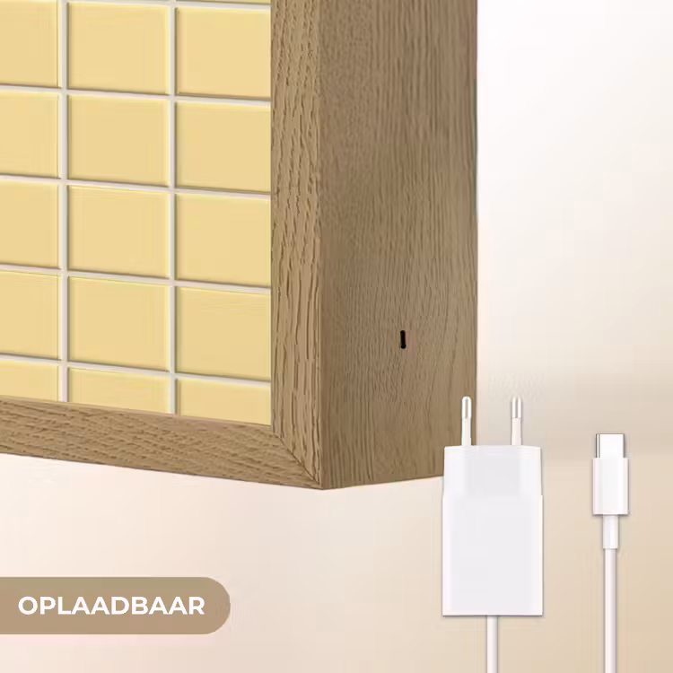 Patroon - Tegels - Geel Light Box met batterij (Wandlamp) middel 907 -USP_websiteoplaadbaarNL