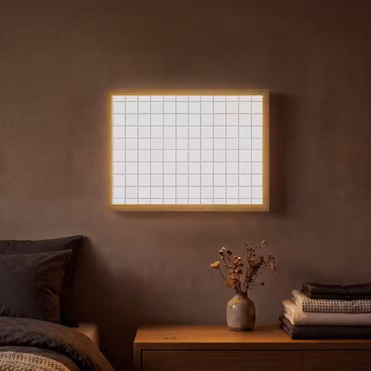 Patroon - Tegels - Grijs - Wit Light Box met batterij (Wandlamp) middel 907 -sfeer4