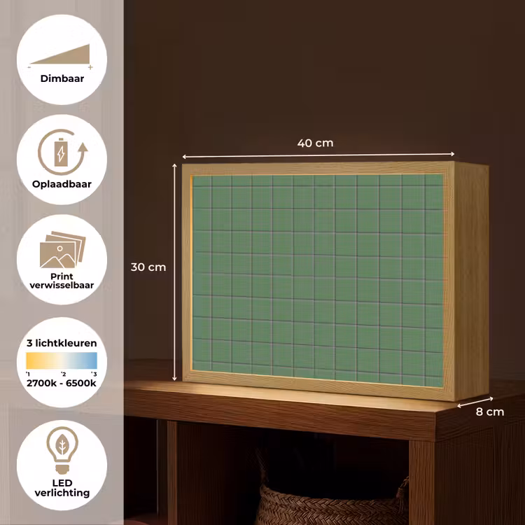 Patroon - Tegels - Groen Light Box met batterij (Wandlamp) middel 907 -USP_websiteoverzichtNL