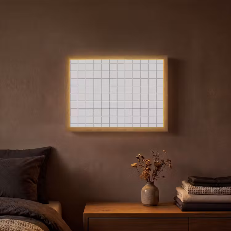 Patroon - Tegels - Licht - Grijs Light Box met batterij (Wandlamp) middel 907 -sfeer4