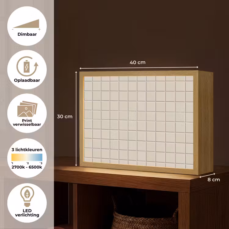 Patroon - Tegels - Taupe Light Box met batterij (Wandlamp) middel 907 -USP_websiteoverzichtNL