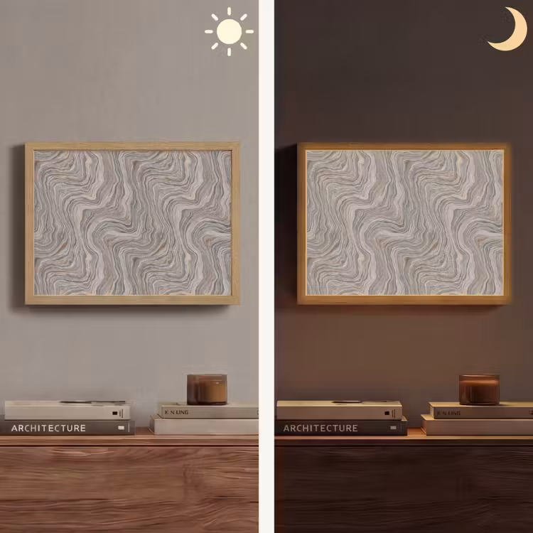 Patroon - Textuur - Grijs Light Box met batterij (Wandlamp) middel 907 -sfeer3