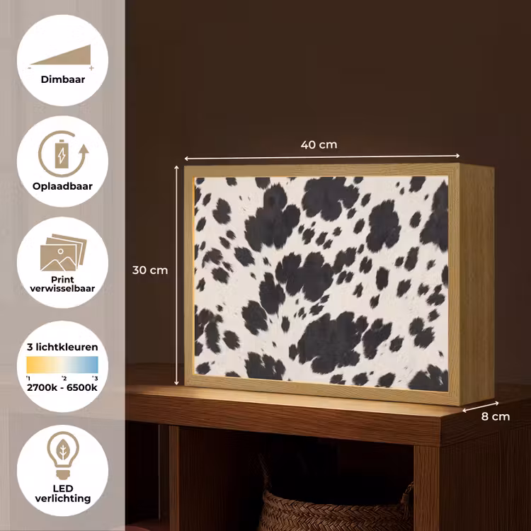 Patroon - Vacht - Zwart - Wit Light Box met batterij (Wandlamp) middel -USP_websiteoverzichtNL
