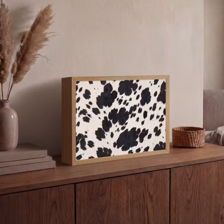 Patroon - Vacht - Zwart - Wit Light Box met batterij (Wandlamp) middel -sfeer2