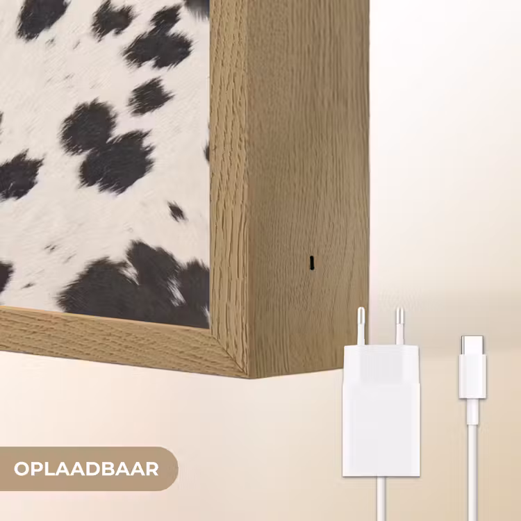 Patroon - Vacht - Zwart - Wit Light Box met batterij (Wandlamp) middel -USP_websiteoplaadbaarNL