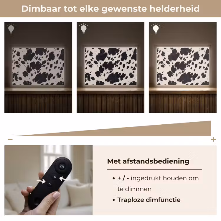 Patroon - Vacht - Zwart - Wit Light Box met batterij (Wandlamp) middel -USP_dimbaarNL