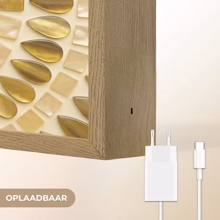 Patroon - Vormen - Mozaïek - Abstract - Goud Light Box met batterij (Wandlamp) middel -USP_websiteoplaadbaarNL