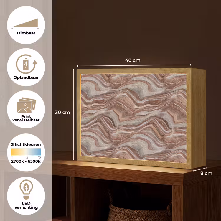 Patroon - Zandsteen - Travertijn Light Box met batterij (Wandlamp) middel 907 -USP_websiteoverzichtNL