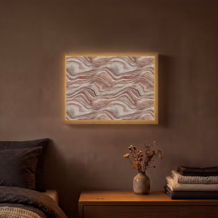 Patroon - Zandsteen - Travertijn Light Box met batterij (Wandlamp) middel 907 -sfeer4