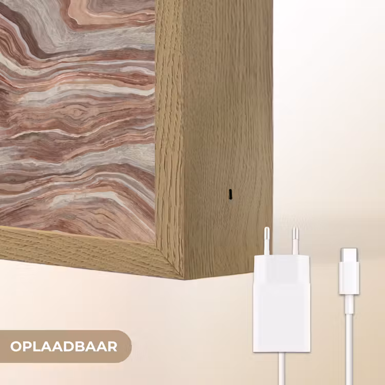 Patroon - Zandsteen - Travertijn Light Box met batterij (Wandlamp) middel 907 -USP_websiteoplaadbaarNL