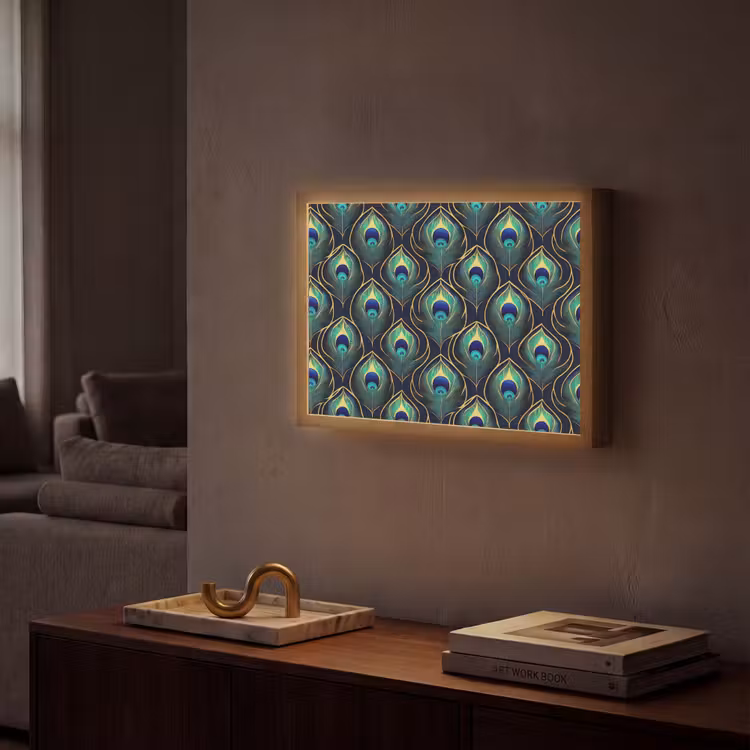 Pauw - Veren - Groen Light Box met batterij (Wandlamp) middel 907 -sfeer1