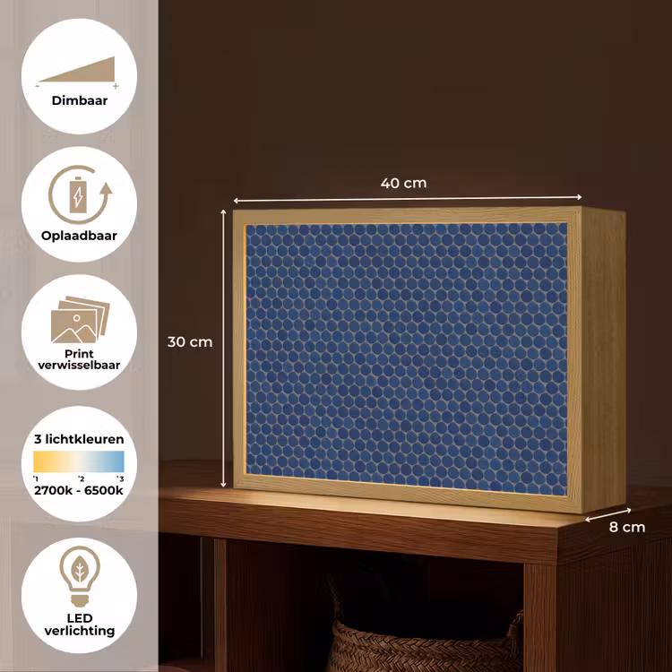 Penny - Mozaïek - Donkerblauw Light Box met batterij (Wandlamp) middel 907 -USP_websiteoverzichtNL