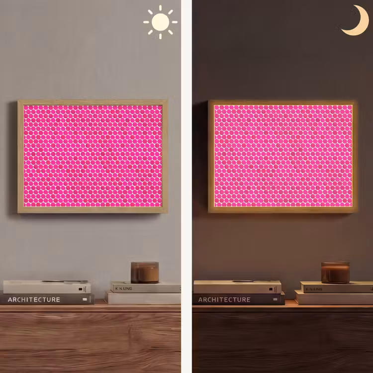 Penny - Mozaïek - Felroze Light Box met batterij (Wandlamp) middel 907 -sfeer3