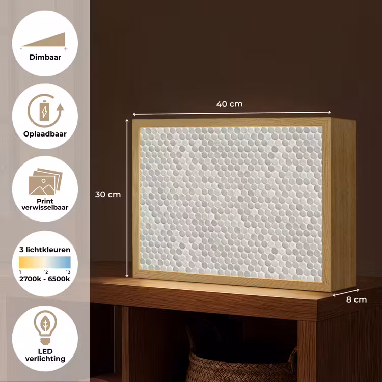 Penny - Mozaïek - Lichtgrijs Light Box met batterij (Wandlamp) middel 907 -USP_websiteoverzichtNL