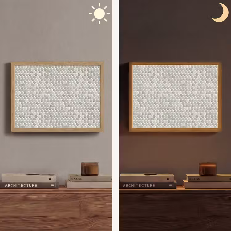 Penny - Mozaïek - Lichtgrijs Light Box met batterij (Wandlamp) middel 907 -sfeer3