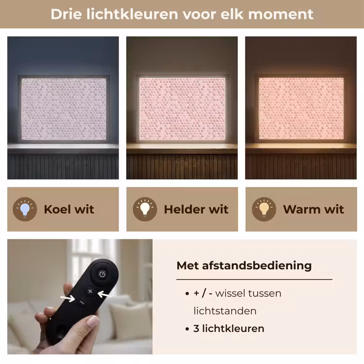Penny - Mozaïek - Lichtroze Light Box met batterij (Wandlamp) middel 907 -USP_lichtkleurNL