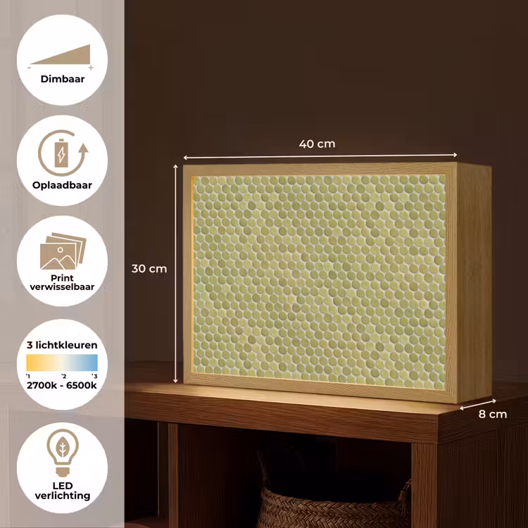Penny - Mozaïek - Olijfgroen Light Box met batterij (Wandlamp) middel 907 -USP_websiteoverzichtNL