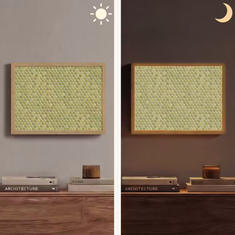 Penny - Mozaïek - Olijfgroen Light Box met batterij (Wandlamp) middel 907 -sfeer3