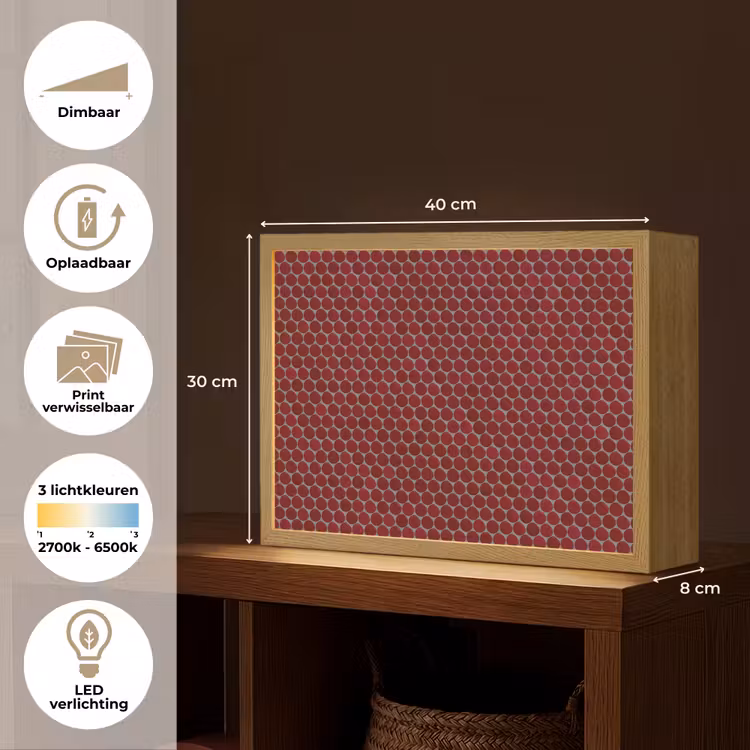 Penny - Mozaïek - Rond - Rood Light Box met batterij (Wandlamp) middel 907 -USP_websiteoverzichtNL