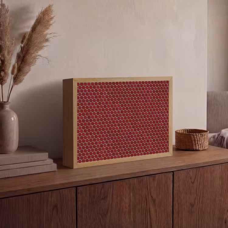 Penny - Mozaïek - Rond - Rood Light Box met batterij (Wandlamp) middel 907 -sfeer2