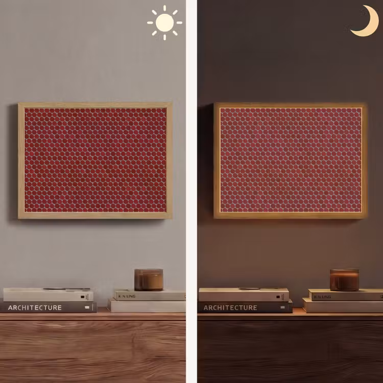 Penny - Mozaïek - Rond - Rood Light Box met batterij (Wandlamp) middel 907 -sfeer3