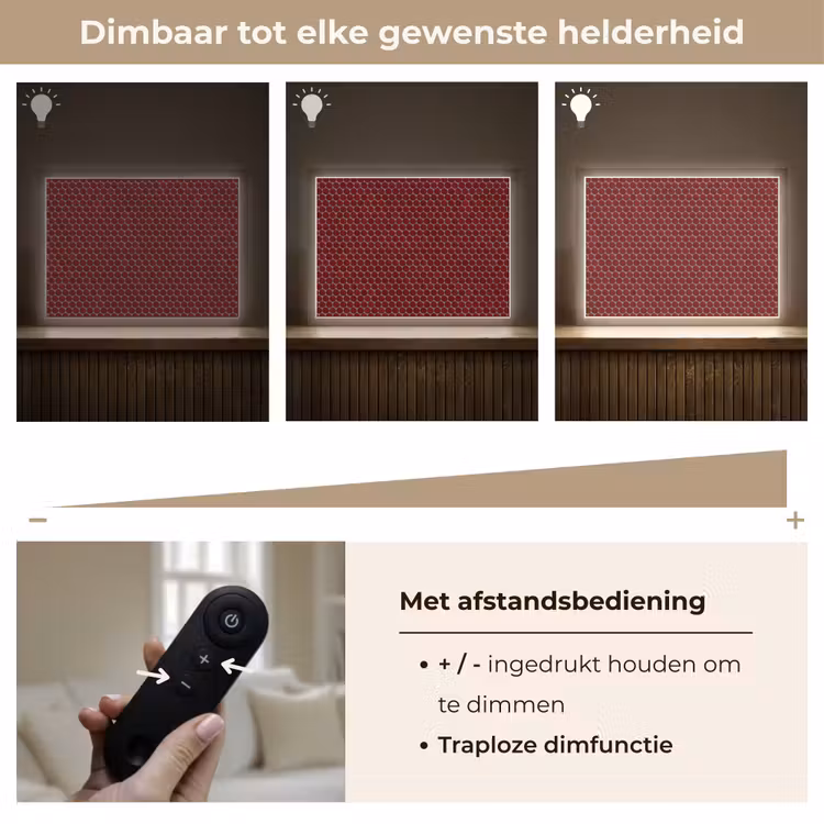 Penny - Mozaïek - Rond - Rood Light Box met batterij (Wandlamp) middel 907 -USP_dimbaarNL