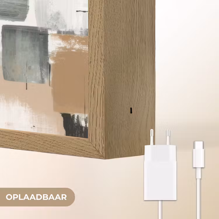Penseelstreken - Abstract - Aardetinten Light Box met batterij (Wandlamp) middel -USP_websiteoplaadbaarNL
