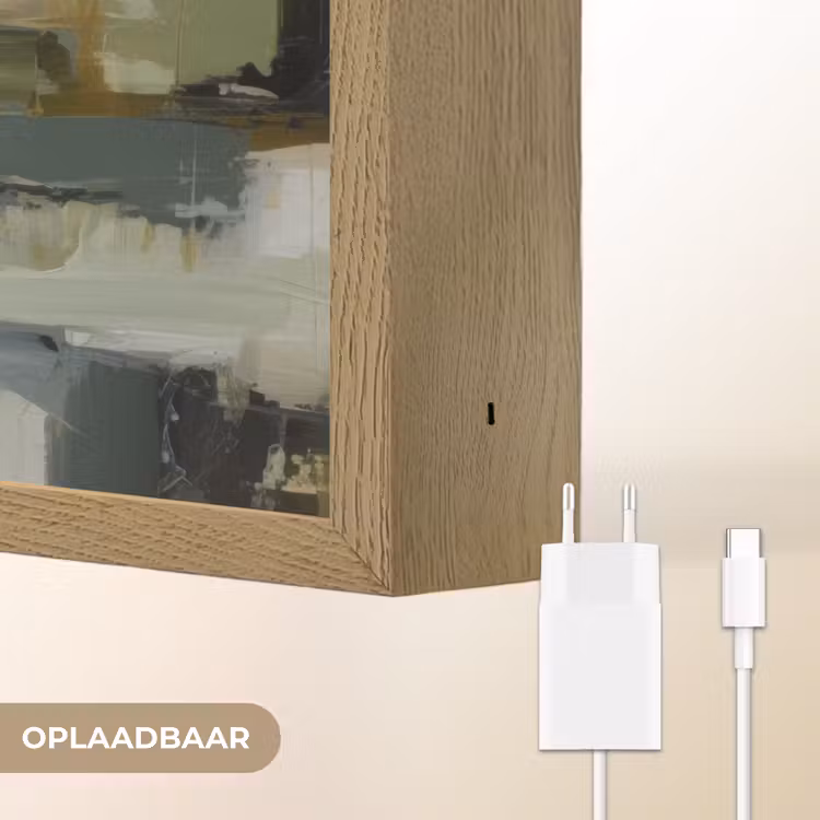 Penseelstreken - Groen - Abstract - Japandi Light Box met batterij (Wandlamp) middel -USP_websiteoplaadbaarNL