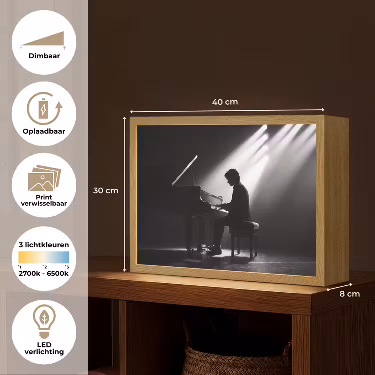 Persoon - Piano - Muziek - Zwart-wit - Podium Light Box met batterij (Wandlamp) middel -USP_websiteoverzichtNL