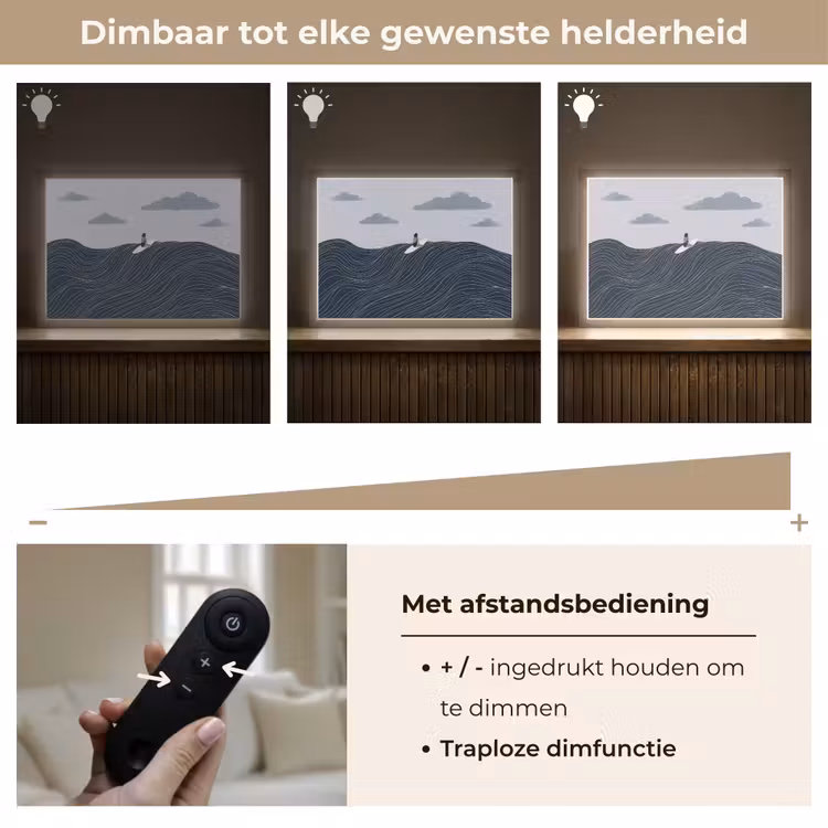 Persoon - Surfen - Oceaan - Natuur - Modern Light Box met batterij (Wandlamp) middel -USP_dimbaarNL