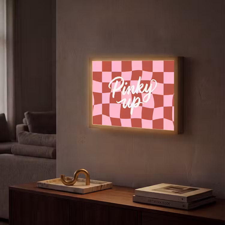 Pinky up - Geblokt - Bordeauxrood Light Box met batterij (Wandlamp) middel -sfeer1