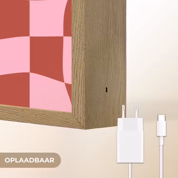 Pinky up - Geblokt - Bordeauxrood Light Box met batterij (Wandlamp) middel -USP_websiteoplaadbaarNL