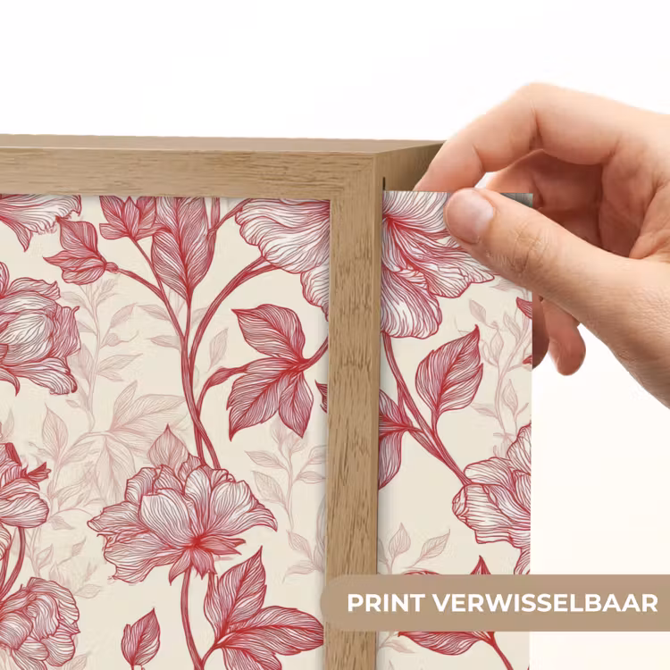 Pioenrozen - Modern -  Rood Light Box met batterij (Wandlamp) middel 907 -USP_websiteprintNL
