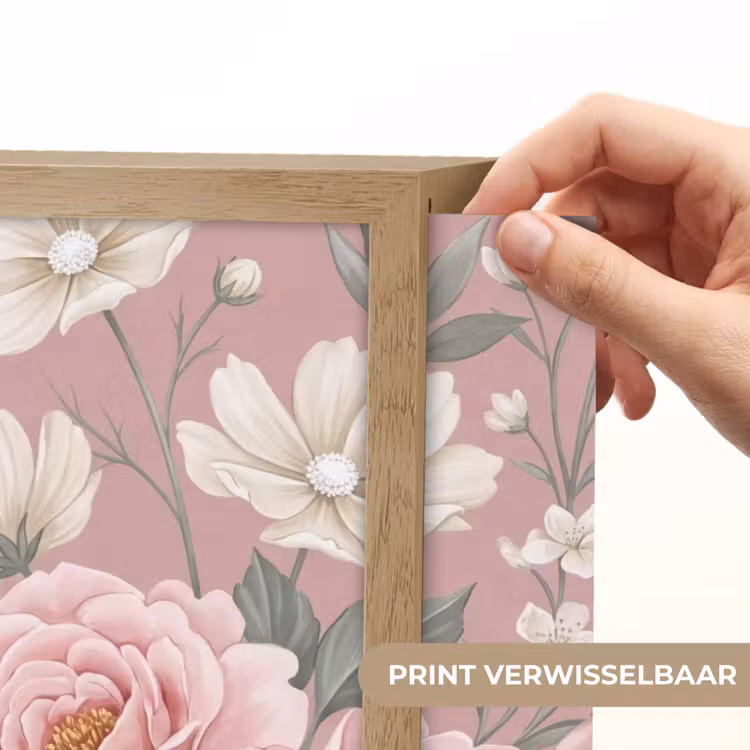 Pioenrozen - Vingerhoedskruid - Pink Light Box met batterij (Wandlamp) middel -USP_websiteprintNL