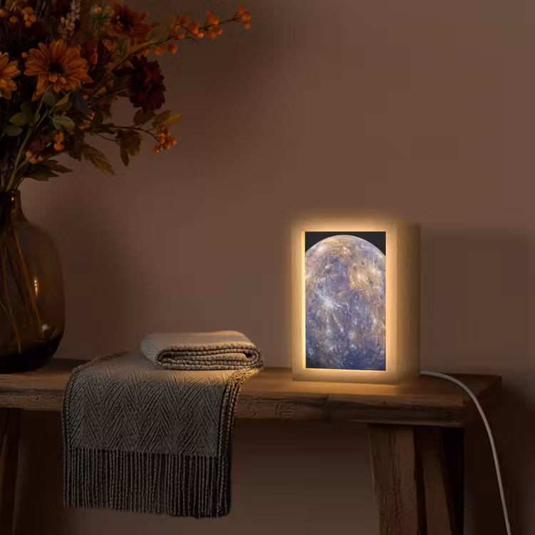 Lightbox - Wandlamp - Planeet - Kraters - Ruimte - Planeet - Kraters - Ruimte Light Box met kabel (Wandlamp) klein