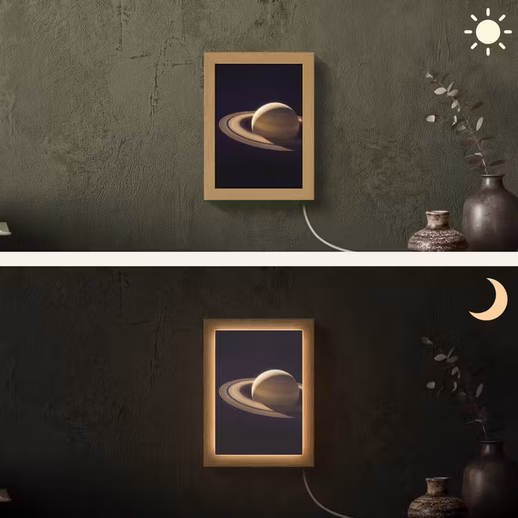 Lightbox - Wandlamp - Planeet - Ringen - Ruimte - Planeet - Ringen - Ruimte Light Box met kabel (Wandlamp) klein