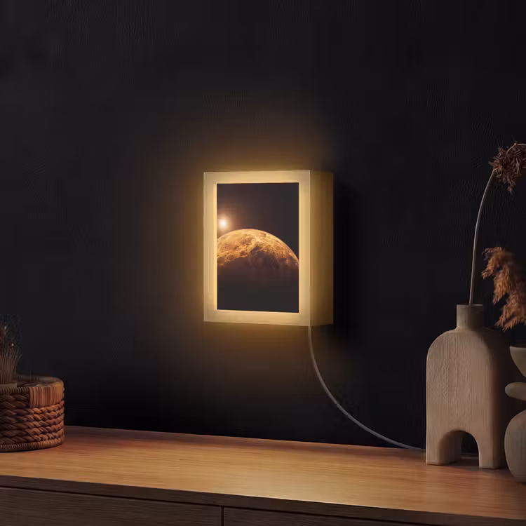 Lightbox - Wandlamp - Planeet - Ruimte - Oranje - Planeet - Ruimte - Oranje Light Box met kabel (Wandlamp) klein