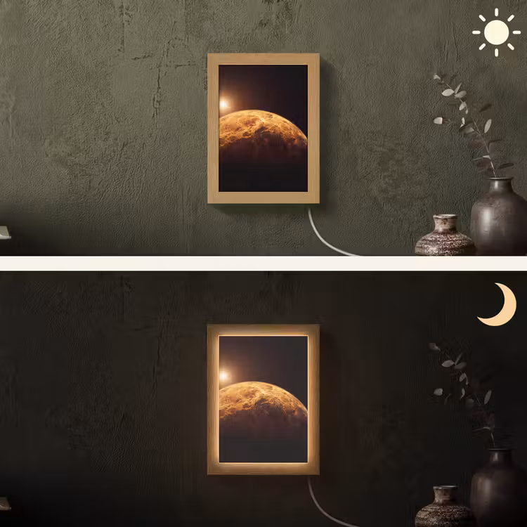 Lightbox - Wandlamp - Planeet - Ruimte - Oranje - Planeet - Ruimte - Oranje Light Box met kabel (Wandlamp) klein