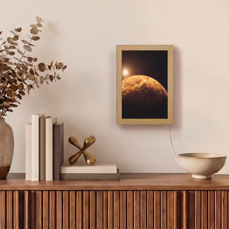 Lightbox - Wandlamp - Planeet - Ruimte - Oranje - Planeet - Ruimte - Oranje Light Box met kabel (Wandlamp) klein