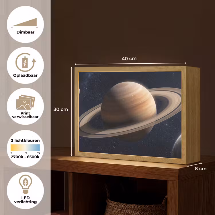 Planeten - Saturnus - Ruimte Light Box met batterij (Wandlamp) middel -USP_websiteoverzichtNL