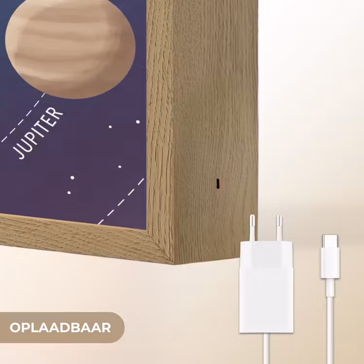 Planetenstelsel - Ruimte - Illustratie Light Box met batterij (Wandlamp) middel -USP_websiteoplaadbaarNL