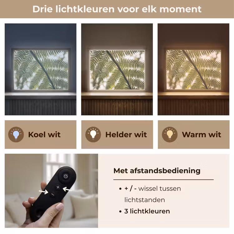 Plant - Blad - Natuur - Groen - Detail Light Box met batterij (Wandlamp) middel -USP_lichtkleurNL