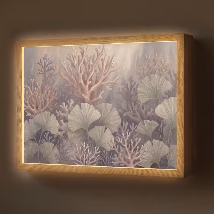 Plant - Bladeren - Zee - Illustratie - Groen Light Box met batterij (Wandlamp) middel -z3d_website
